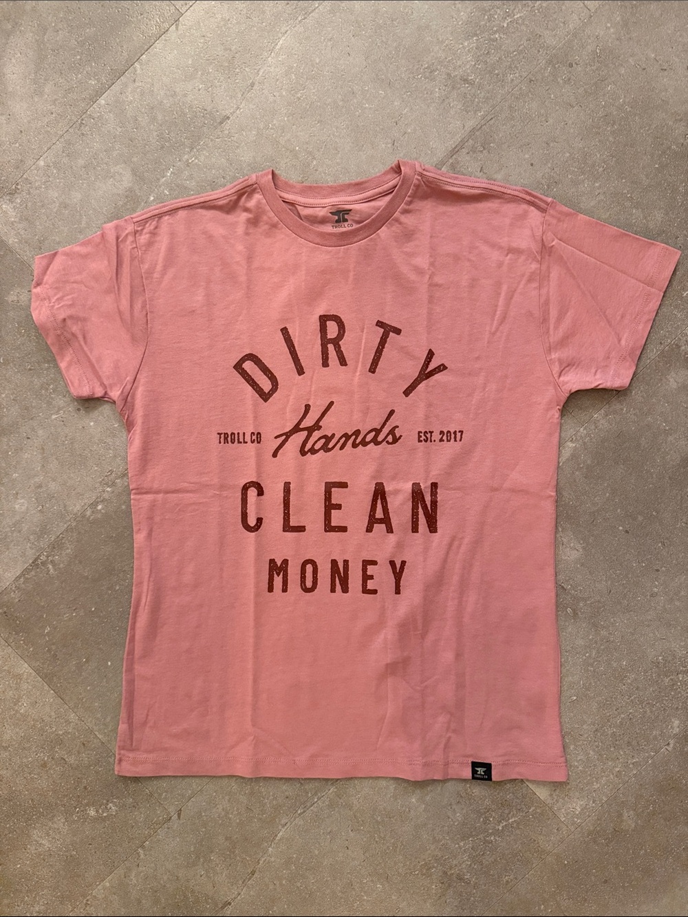 Pink/Rose Dirty Hands Clean Money' Graphic Tee Sz M NWOT